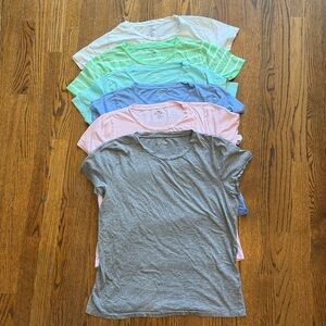 6 J. Crew Light Pink Blue Teal Slub Cotton Crew Neck Short Sleeve Tee Shirt XL